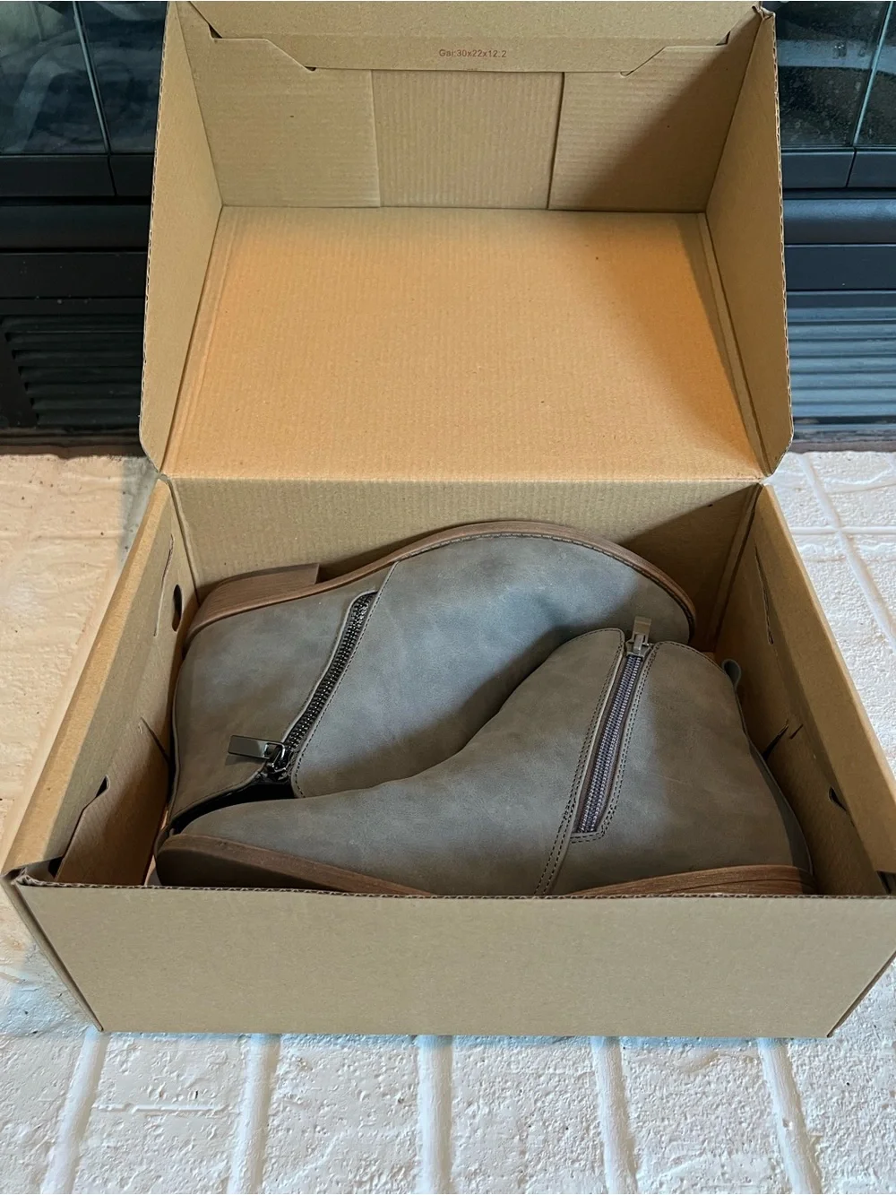 Jeossy Milan Grey Ankle Boots – Women's Size 9, Low Heel Ankle Booties -with box